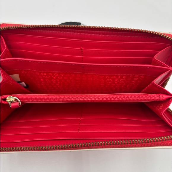 Kate Spade New York Red Pebbled Leather Zip Around Wallet Gold Hardware - Picture 3 of 5